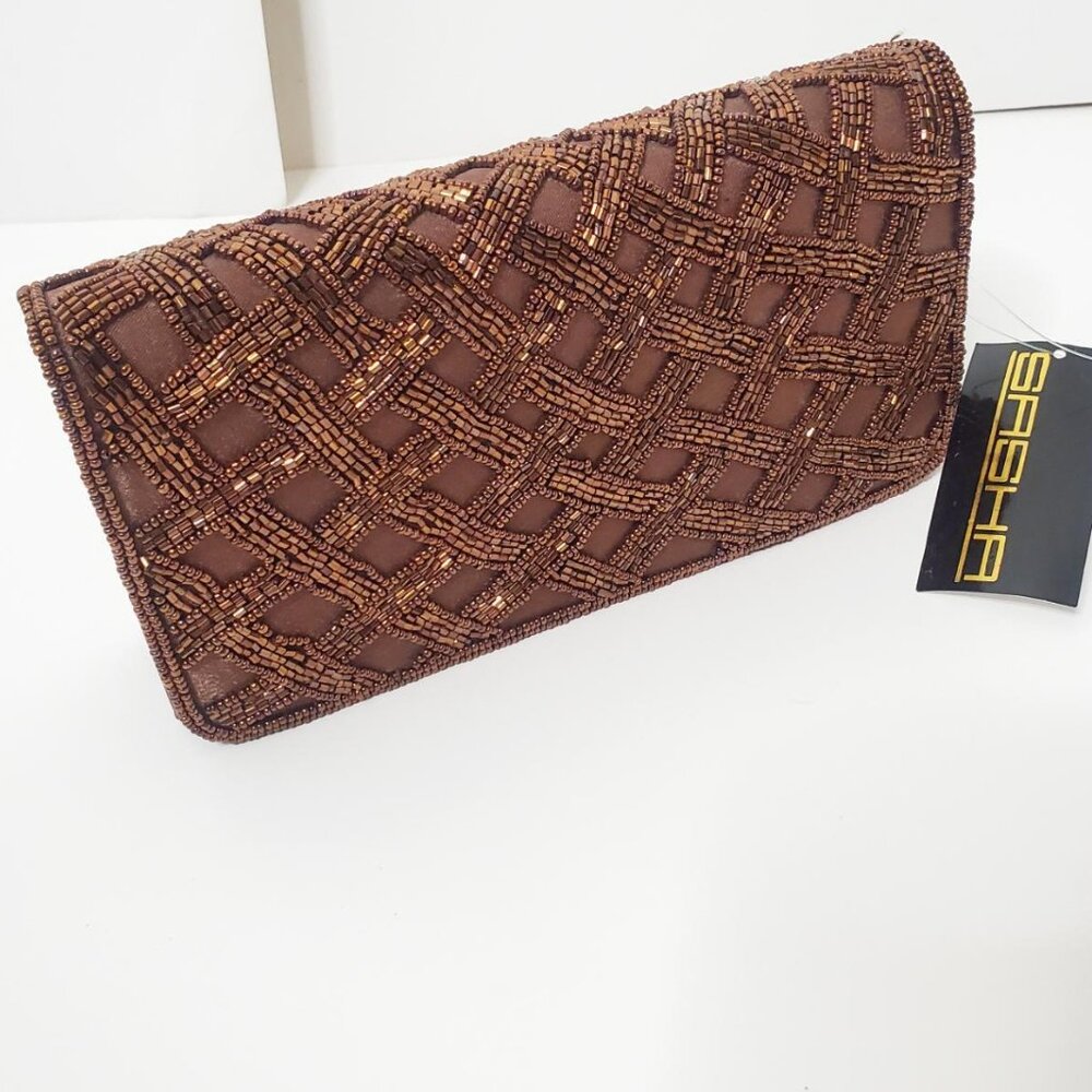 Brown Sequin Evening Clutch Bag – Party Wedding Cocktail – New